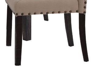 Nolan Linen & Salvage Dark Oak Finish Side Chair Set Of 2 Dark Oak Linen,Synthetic Wood