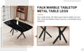 1 Table And 8 Chairs Set.A Rectangular Dining Table With A Imitation Marble Black Table Top And Black Metal Legs.Paired With 8 Chairs With Pu Leather Seat Cushion And Black Metal Legs.F 1538,C 007 Black Glass Metal