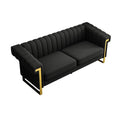 Fx P81Pu Bk Sofa 84.65Inch Fashionable Sofa For Livingroom And Office Room 3S Sofa Temu Suitable Black Pu 2 Seat