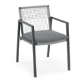 Outdoor Dining Chair Set Of 2, Aluminum Ropeoutdoor Armchair Seating For Patio Backyard Poolside Balcony, Cushion Included Black Grey Aluminium