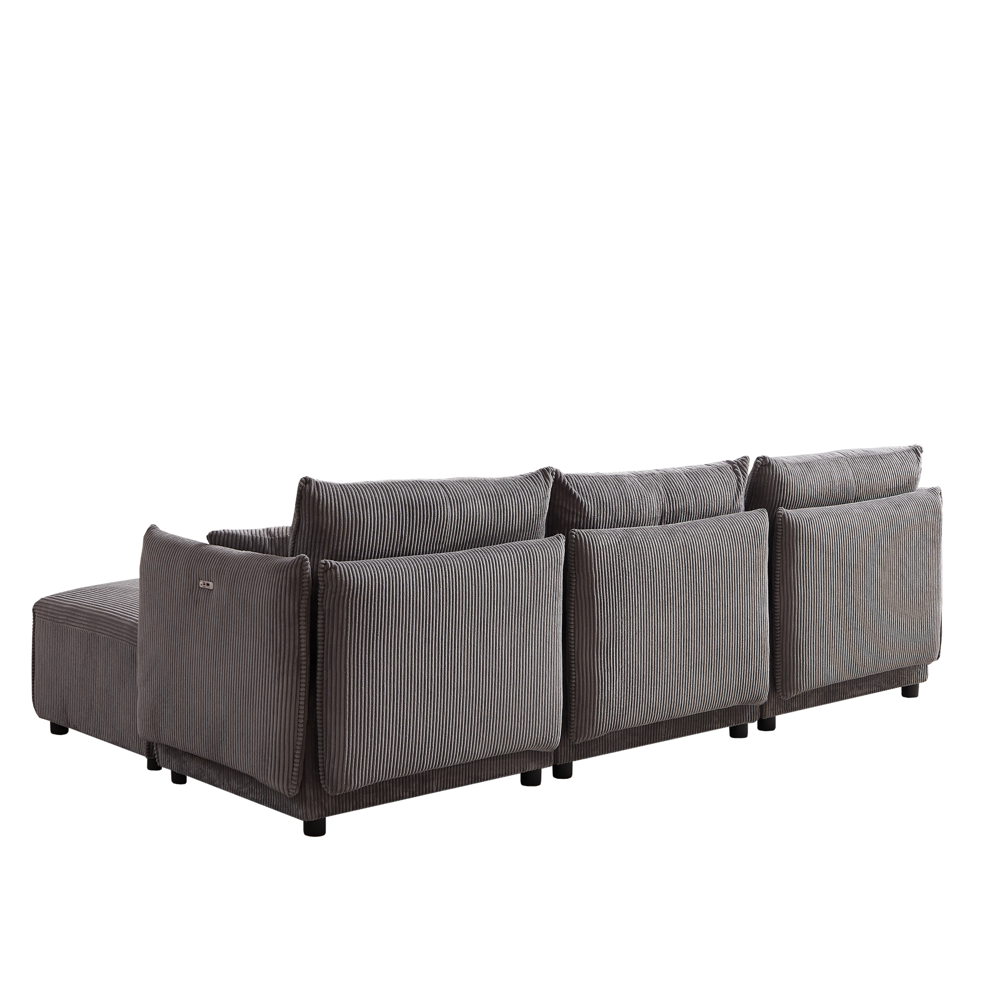 Multi Module Combination Style Sofa For Living Room, Bedroom And Other Lounge Spaces, Modern Minimalist Corduroy Combination Sofa With 2 Comfort Cushions With Usb & C Charging Ports,Gray,Two Sets Gray Foam Fabric 8 Seat