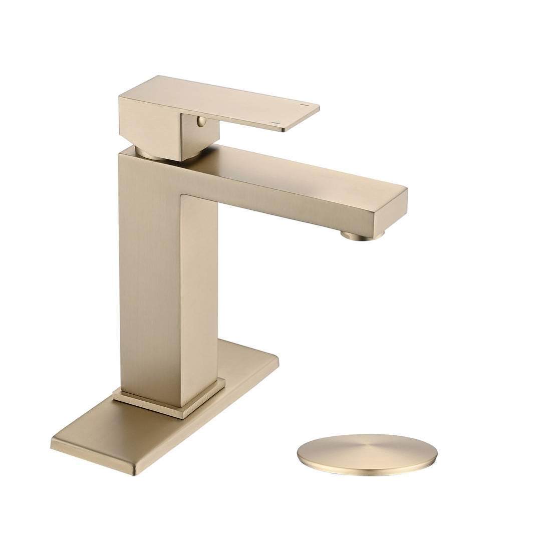 Bathroom Faucet Single Hole, Single Handle Stainless Steel Faucet For Bathroom Sink With Deckplate And Drain Assembly One Brushed Gold Deck Mounted Bathroom Gold Contemporary 1 Hole Faucets Stainless Steel Manual