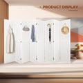 8 Panel Room Divider, 5.6Ft Pegboard Display Wooden Room Divider Folding Privacy Screen Room Divider Freestanding Peg Board Display For Trade Show Craft Show Home Wall Organizer,Elegant White White Modern Wood