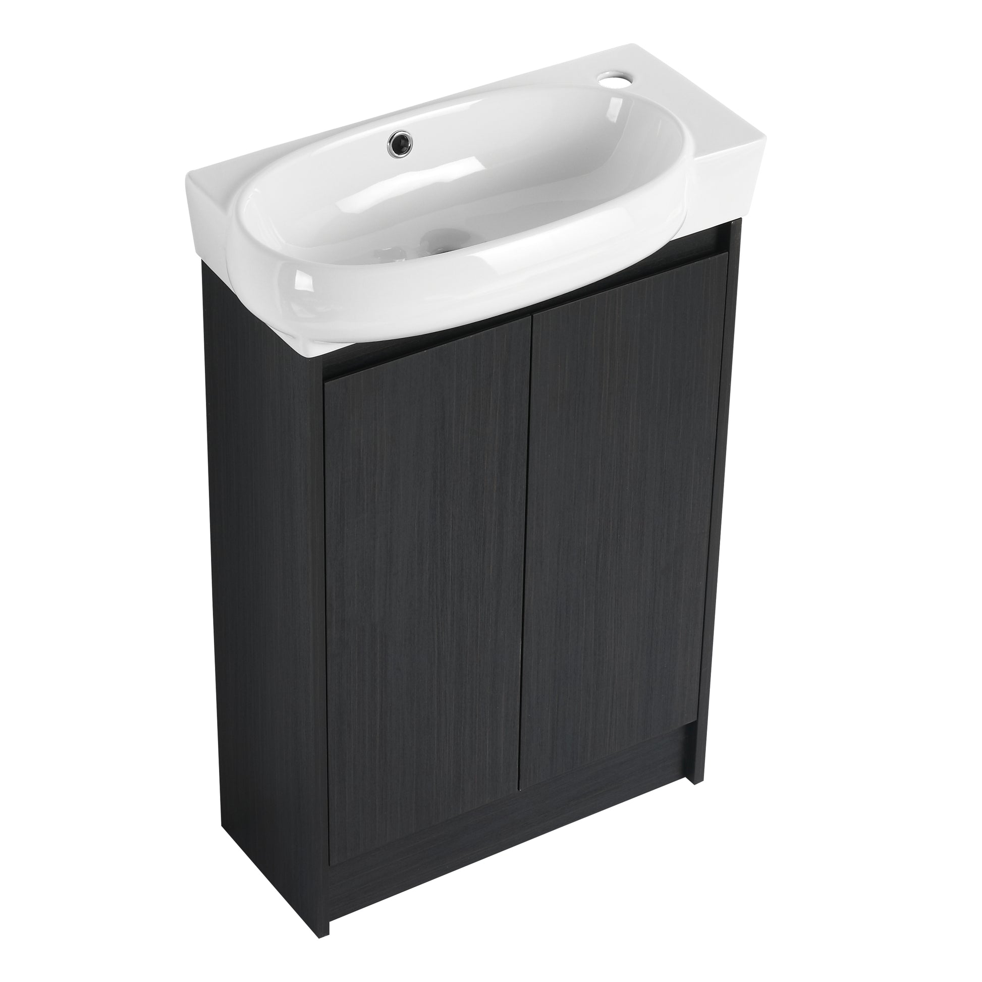 23" Freestanding Bathroom Vanity With Sink, Soft Close Doors Black Chestnut Bathroom Modern Plywood