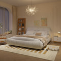 King Size Luxury Upholstered Platform Bed With Oversized Padded Backrest And Solid Wood Frame,Suitable For Multiple Heights Of Mattresses,Beige Old Sku:W1885S00015 Box Spring Not Required King Beige Wood Pine Solid Wood