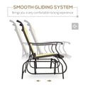 Outsunny 2 Person Outdoor Glider Bench Patio Glider Loveseat Chair With Powder Coated Steel Frame 2 Seats Porch Rocking Glider For Backyard, Lawn, Garden And Porch, Beige Beige Steel