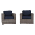 Wicker Club Chair Sunbrella Grey Brown Gray,Navy Blue Wicker