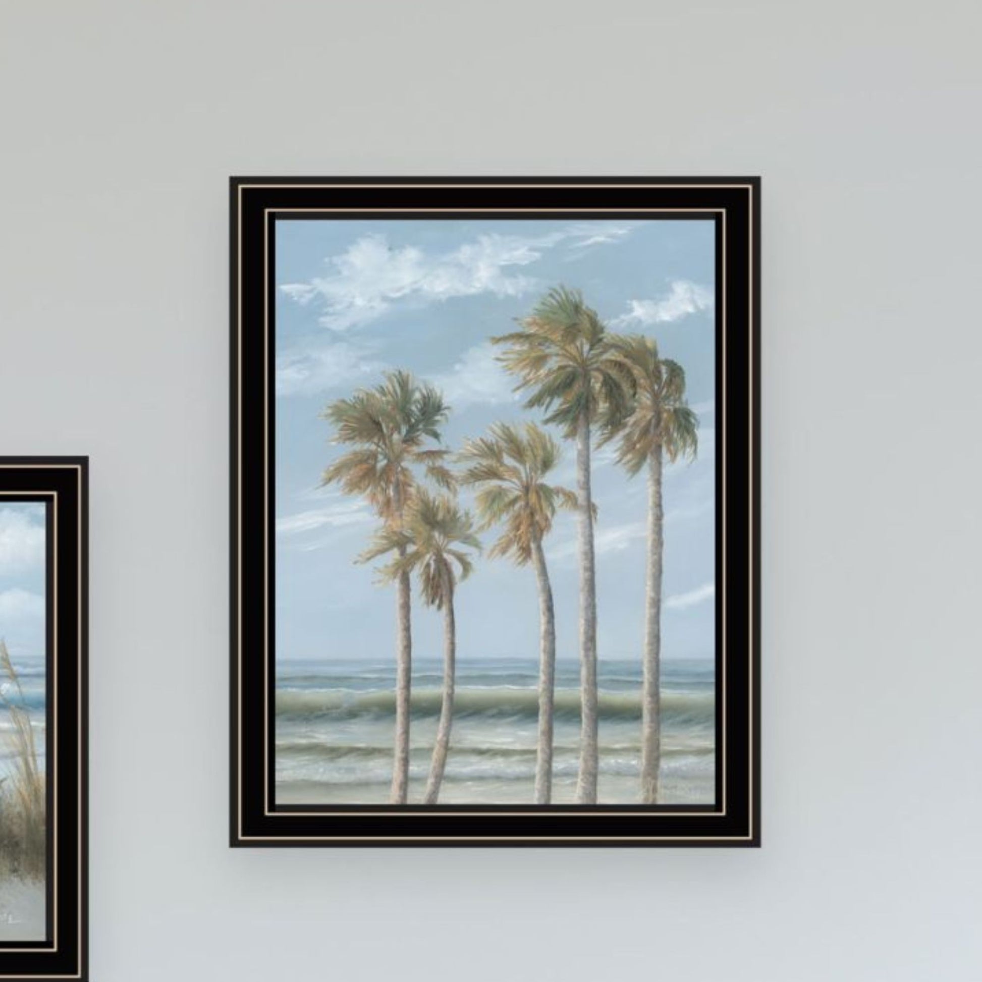 "Winds Of The Ocean Blowing The Palm Trees And Sea Oats" Framed Wall Art For Living Room, Wall Art Print For Home Decor, Bedroom Wall Art By Georgia Janisse Multicolor Wood Paper