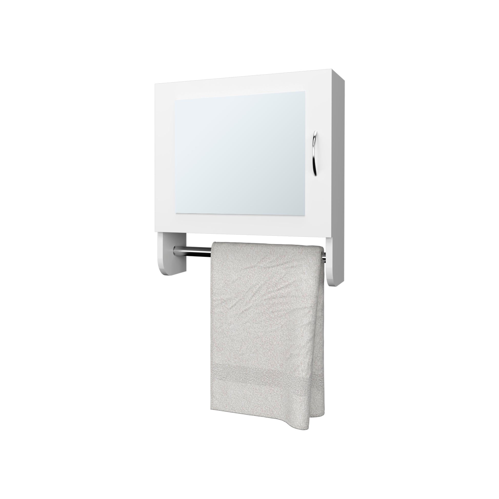 Pine Medicine Cabinet In Melamine With A Towel Bar And Included Mirror, White White 1 2 Up To 17 In Mirror Included Bathroom Wall Mounted Modern 5 10 Inches Particle Board Melamine