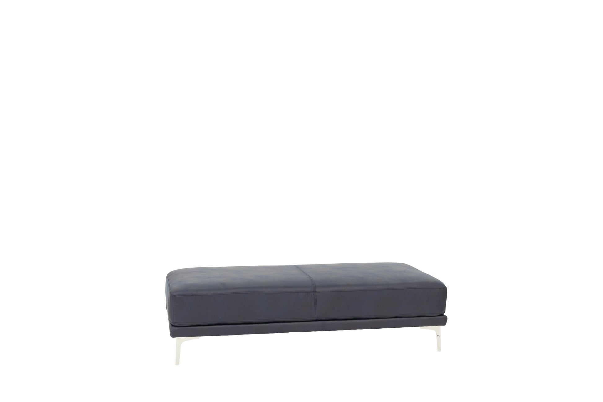 Modern Ink Blue Large Ottoman Metal Legs 1Pc Cocktail Ottoman Living Room Blue Faux Leather Primary Living Space Blue Contemporary,Modern Rectangle Bonded Leather