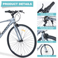 Shimano 7 Speed Hybrid Bike Aluminum Alloy Frame C Brake 700C Road Bike For Men Women'S City Bicycle Grey Aluminium Alloy