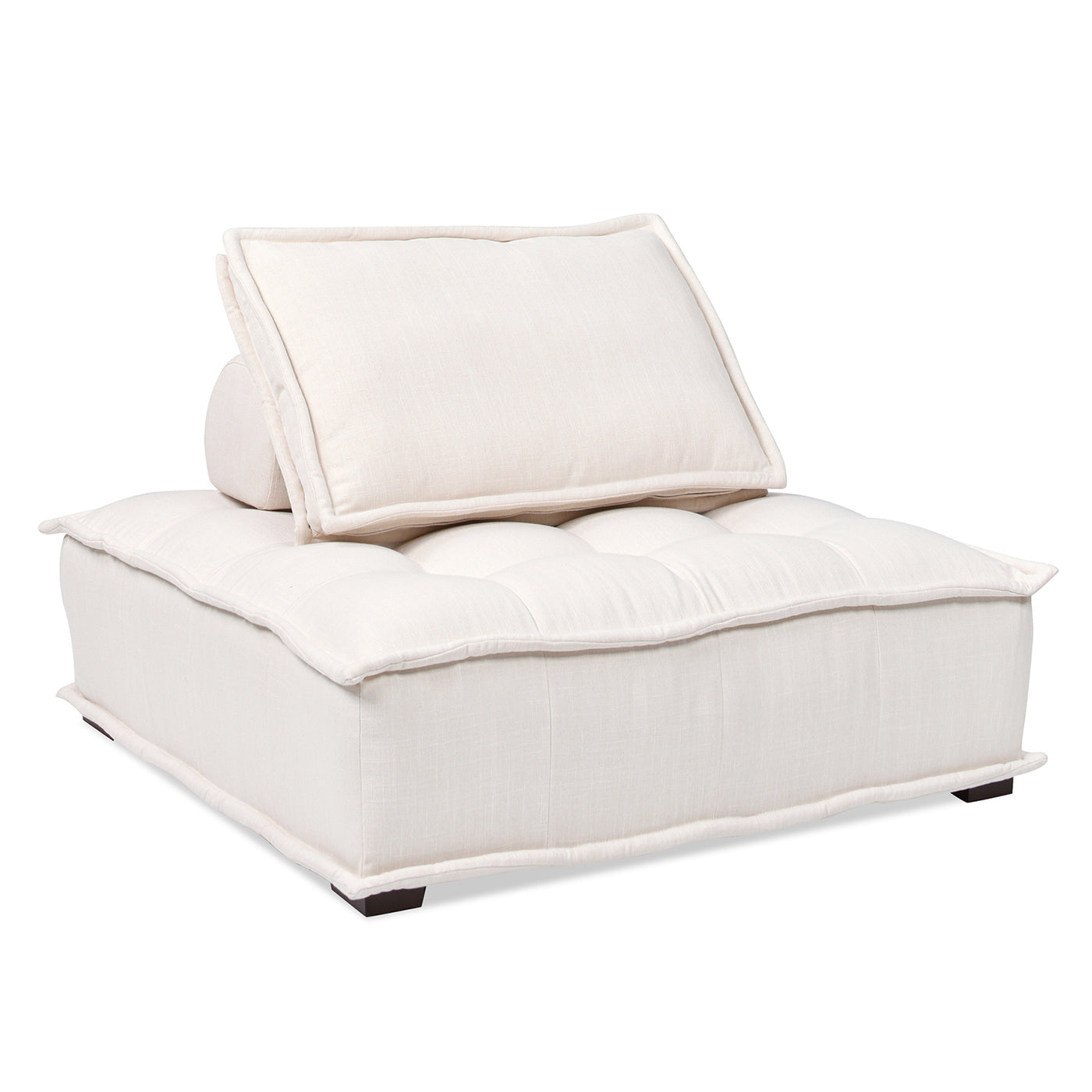 Arwen 42" Square Modular Pillow Back Lounge Chair, White Beige Linen Blend Beige Foam Linen 1 Seat