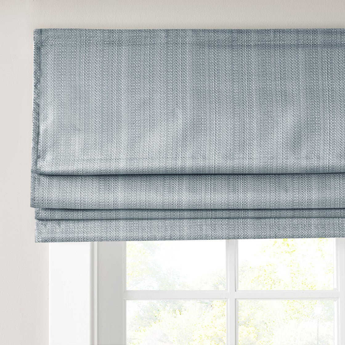 Basketweave Room Darkening Cordless Roman Shade Blue Polyester