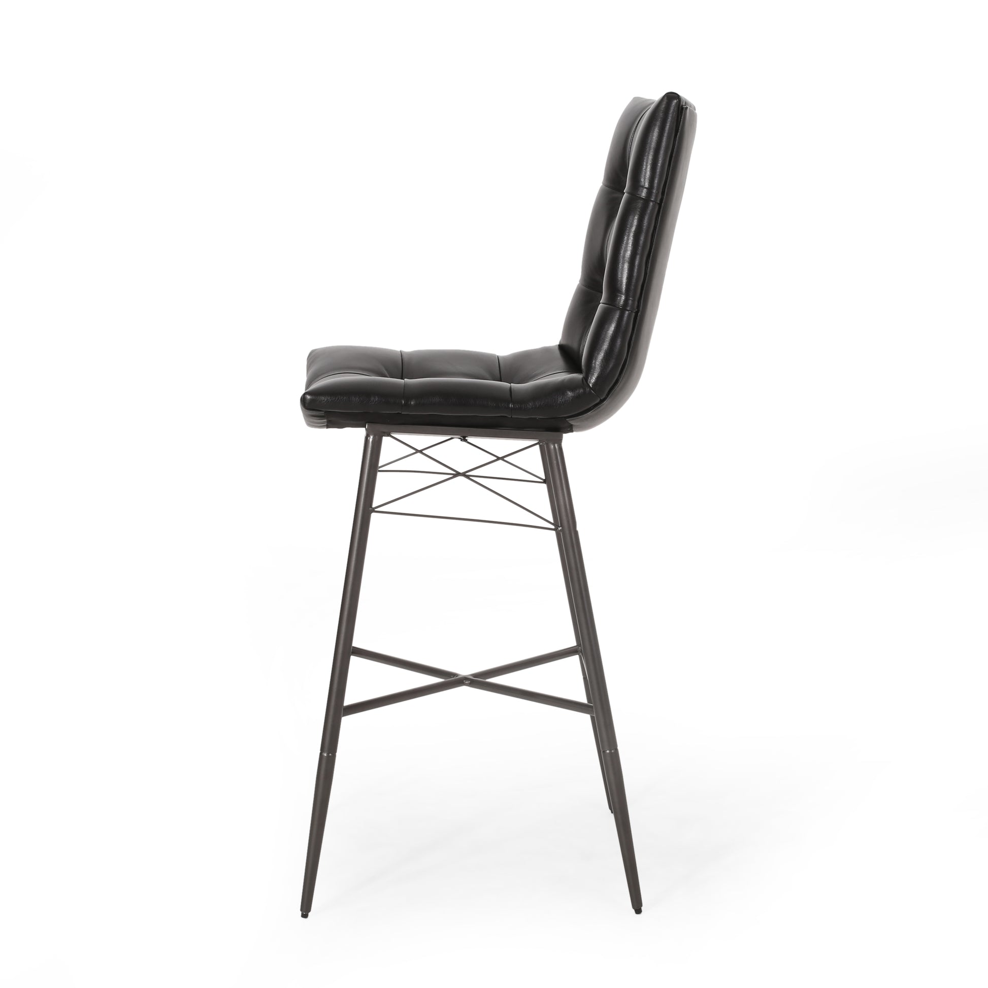 Bar Stool Mp2 Set Of 2 Black Pu