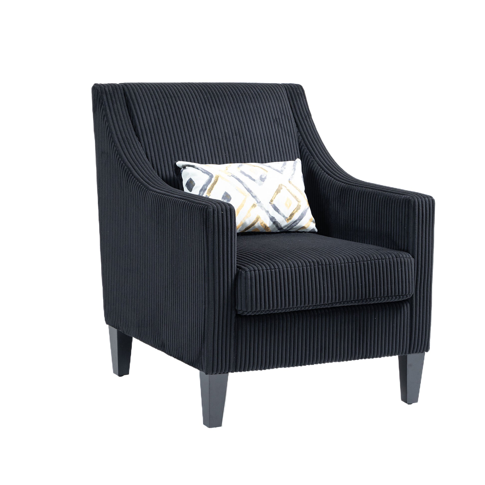 Coolmore Modern Accent Chair,Upholstered Armchair With Scooped Arms For Bedroom,Apartment,Studio,Office,Waiting Room Black Corduroy Black Primary Living Space Foam Corduroy