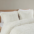 Shaggy Long Fur Comforter Mini Set Twin Ivory Polyester