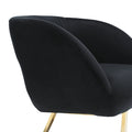 Coolmore Upholstered Tufted Living Room Chair Textured Linen Fabric Accent Chair With Metal Stand Black Velvet