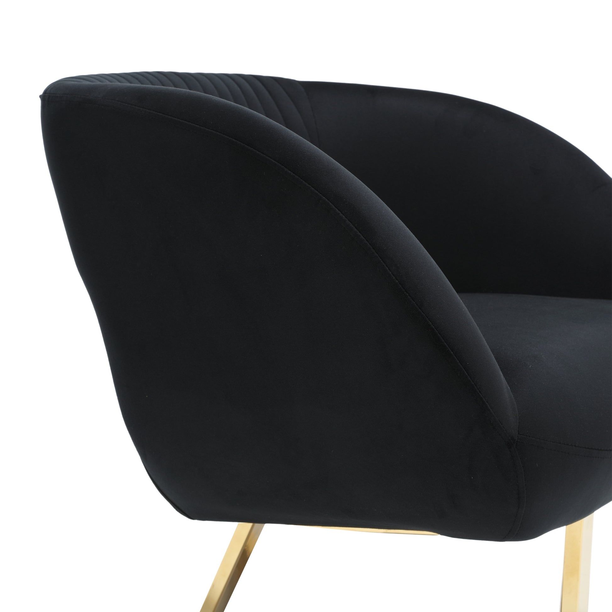 Coolmore Upholstered Tufted Living Room Chair Textured Linen Fabric Accent Chair With Metal Stand Black Velvet