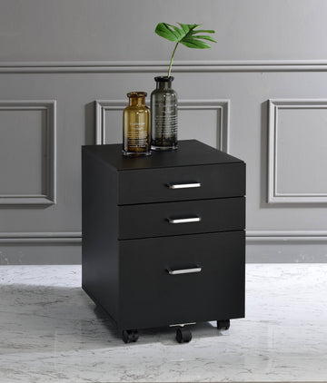 Tennos Black & Chrome Finish Cabinet Black Metal,Synthetic Wood