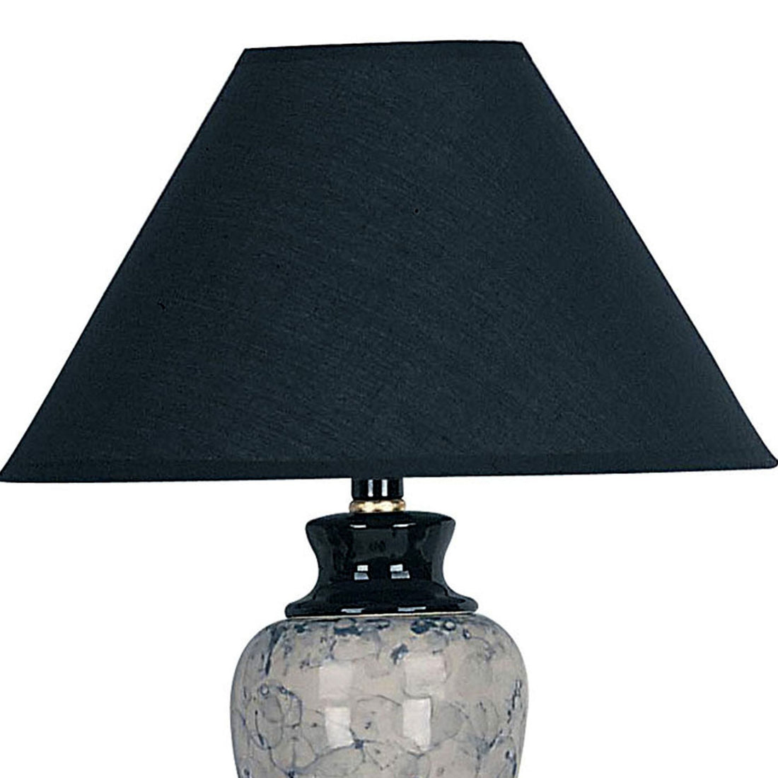 13" Tall Ceramic Table Lamp, Urn Shaped With Black Finish, Linen Shade Black Ceramic