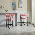 Coolmore Bar Stools Set Of 1, Modern Bar Stool With Back, Black Metal Frames, Upholstered Bar Stools For Kitchen Island, Pub, Club Pink Chenille Pink Primary Living Space Foam Chenille