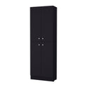 Cameron Pantry Cabinet With 4 Doors And 5 Hidden Shelves Black Kitchen Particle Board Engineered Wood