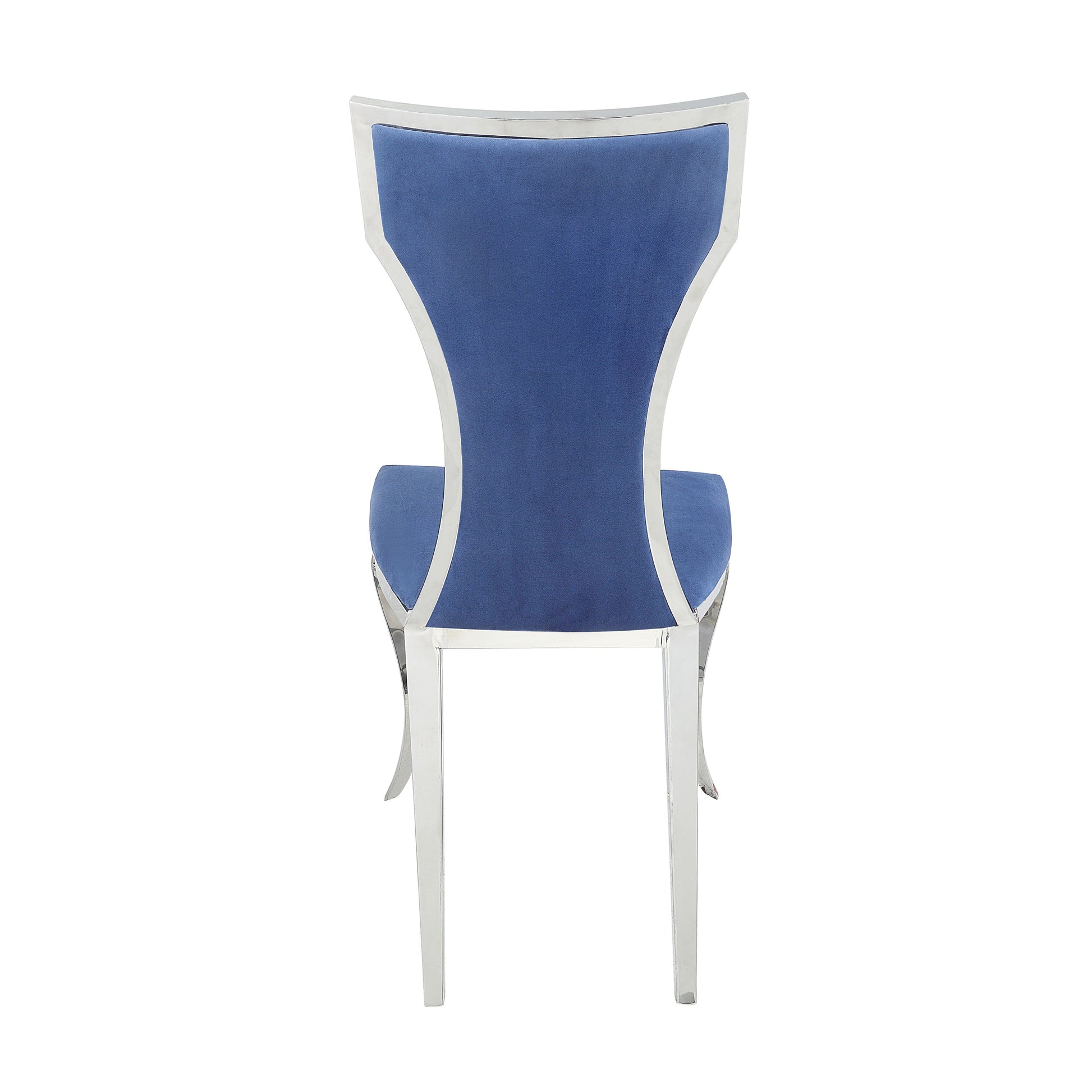 Blue And Silver Side Chairs With Metal Base Set Of 2 Cushion Solid Blue Dining Room Foam Contemporary,Modern Side Chair Wing Back Set Of 2 Velvet