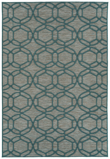 Contemporary, Transitional, Geometric, Textured, High Low Cut & Loop 2' X 3' Rectangle Throw Rug Teal Polypropylene