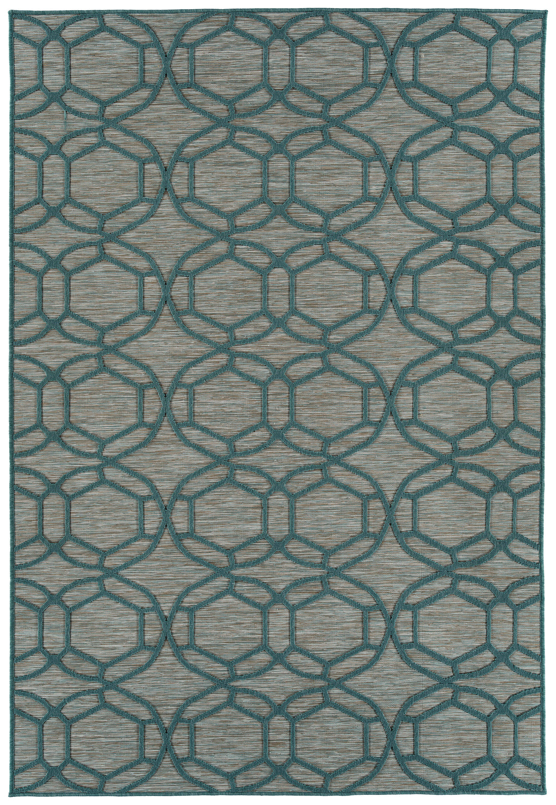 Contemporary, Transitional, Geometric, Textured, High Low Cut & Loop 2' X 6' Runner Teal Polypropylene