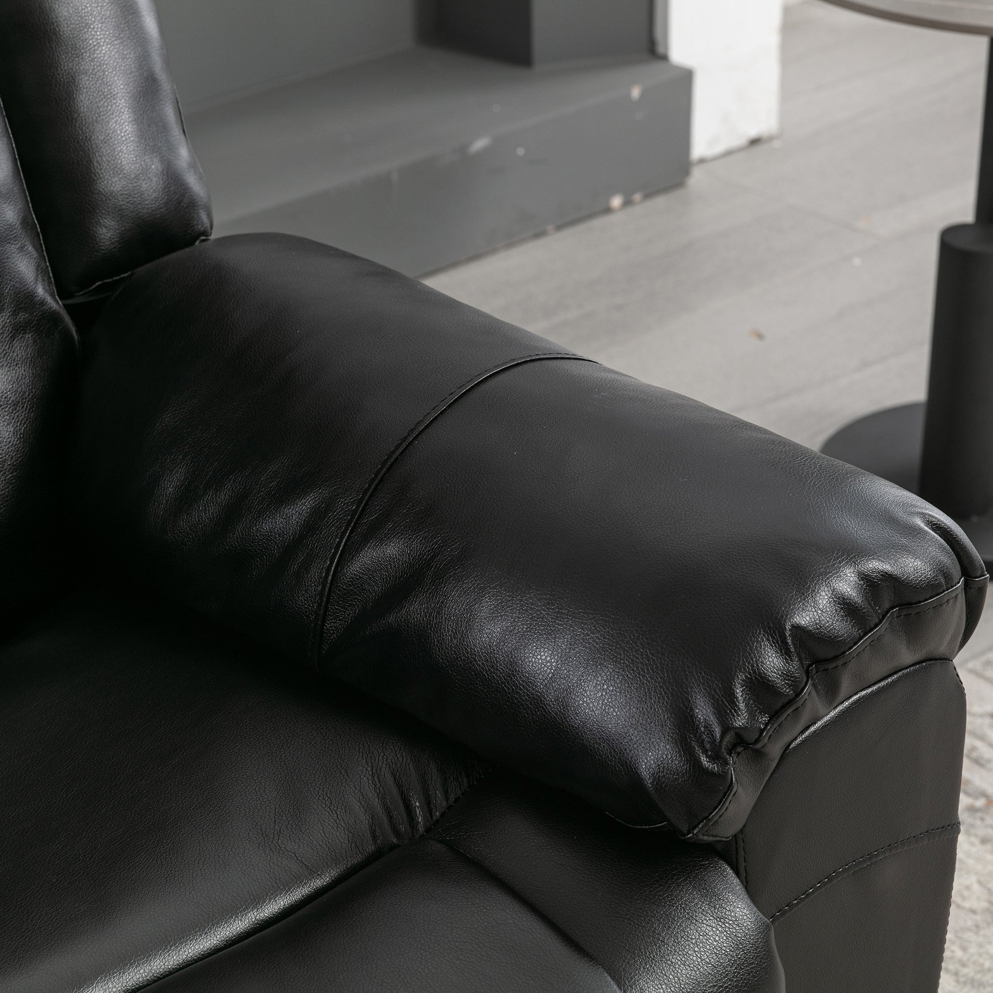 Home Theater Recliner Set Manual Recliner Chair With Wide Armrest, Two Built In Cup Holders For Living Room,Bedroom, Black Old Sku:Sg000760Aab Black Foam Pu Leather