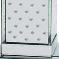 11.8'' Silver Square Mirrored End Table With Led Lights, Modern Side Table With Crystal Inlay For Living Room, No Assembly Required Silver Mirrored Finish Luxury,Modern Square Mdf Glass