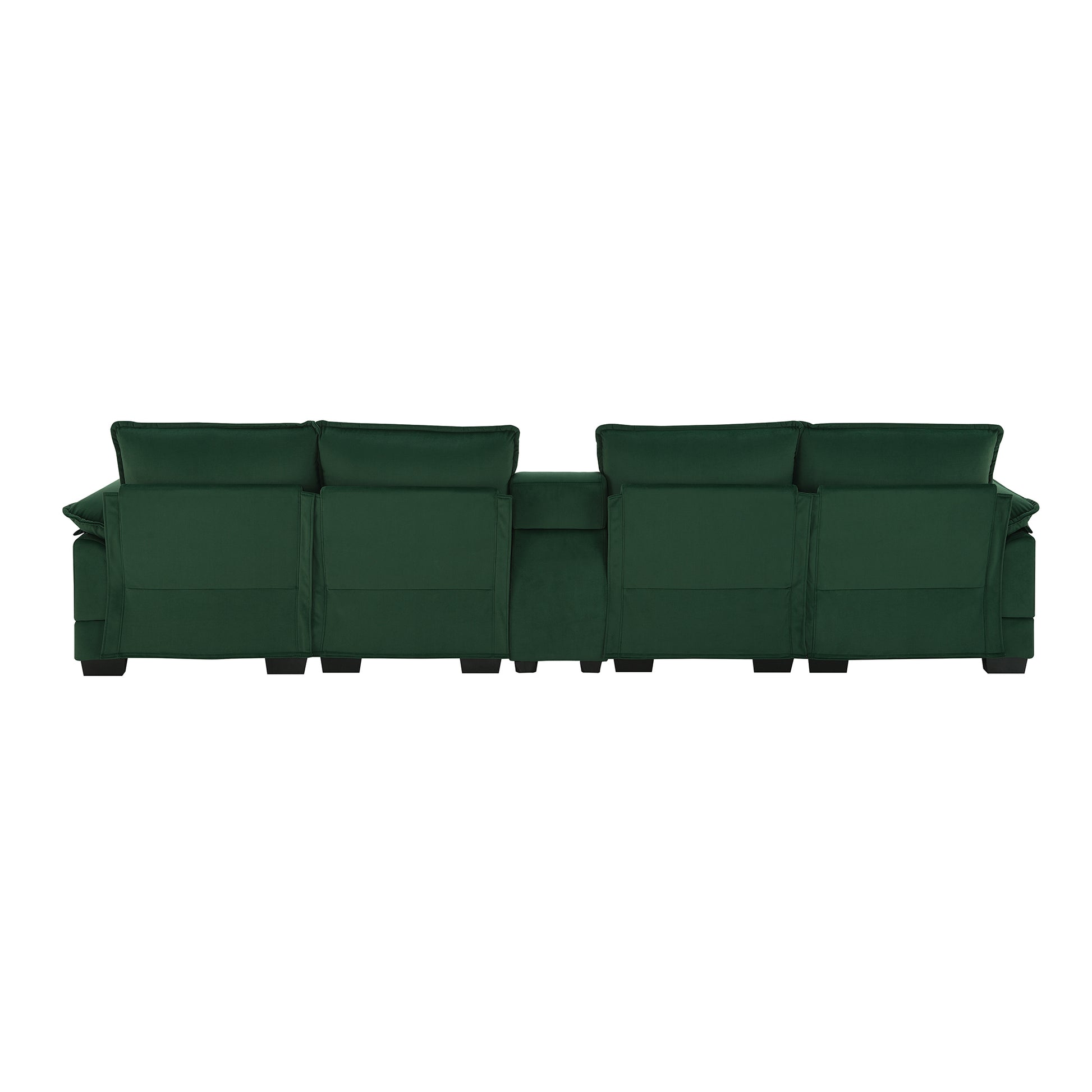 123*55" Modern U Shaped Sofa With Console,Cupholders And Usb Ports,6 Seat Upholstered Symmetrical Indoor Furniture,Sleeper Couch Set With Chaise For Living Room,Apartment,5 Colors Green Velvet 6 Seat