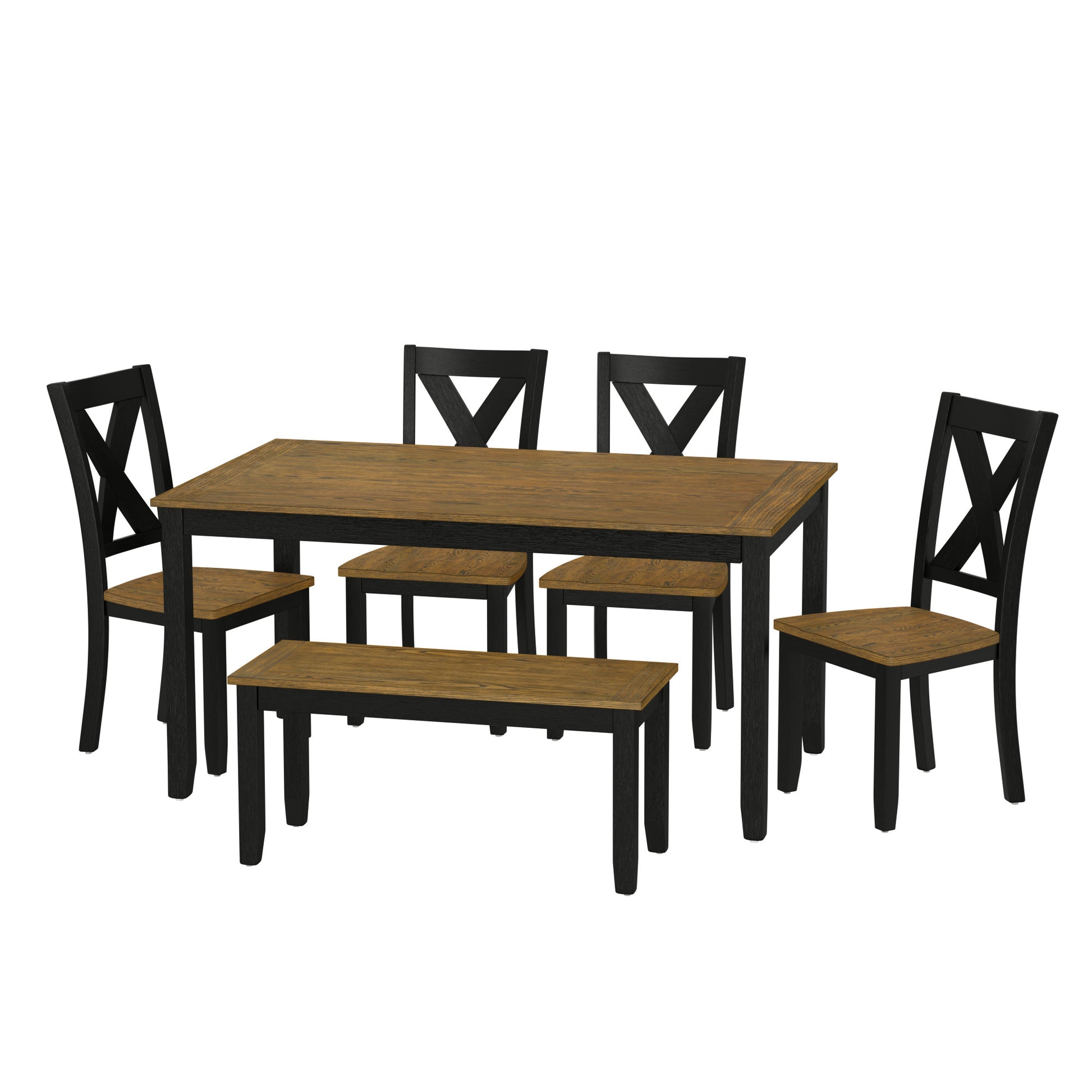 Radiant Brown 6 Piece Dining Table Set Brown Solid Wood