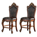 Chocolate And Honey Oak Armless Counter Height Chairs Set 2 Solid Black Brown Dining Room Foam Rectangular Traditional Side Chair Rubberwood Solid Back Set Of 2 Faux Leather