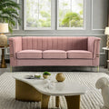 Fx P82 Pk Sofa Modern Designs Velvet Upholstered Living Room Sofa, 3 Seat Sofa Couch With Golden Metal Legs For Home, Apartment Or Office Pink Sofa Pink Velvet 3 Seat