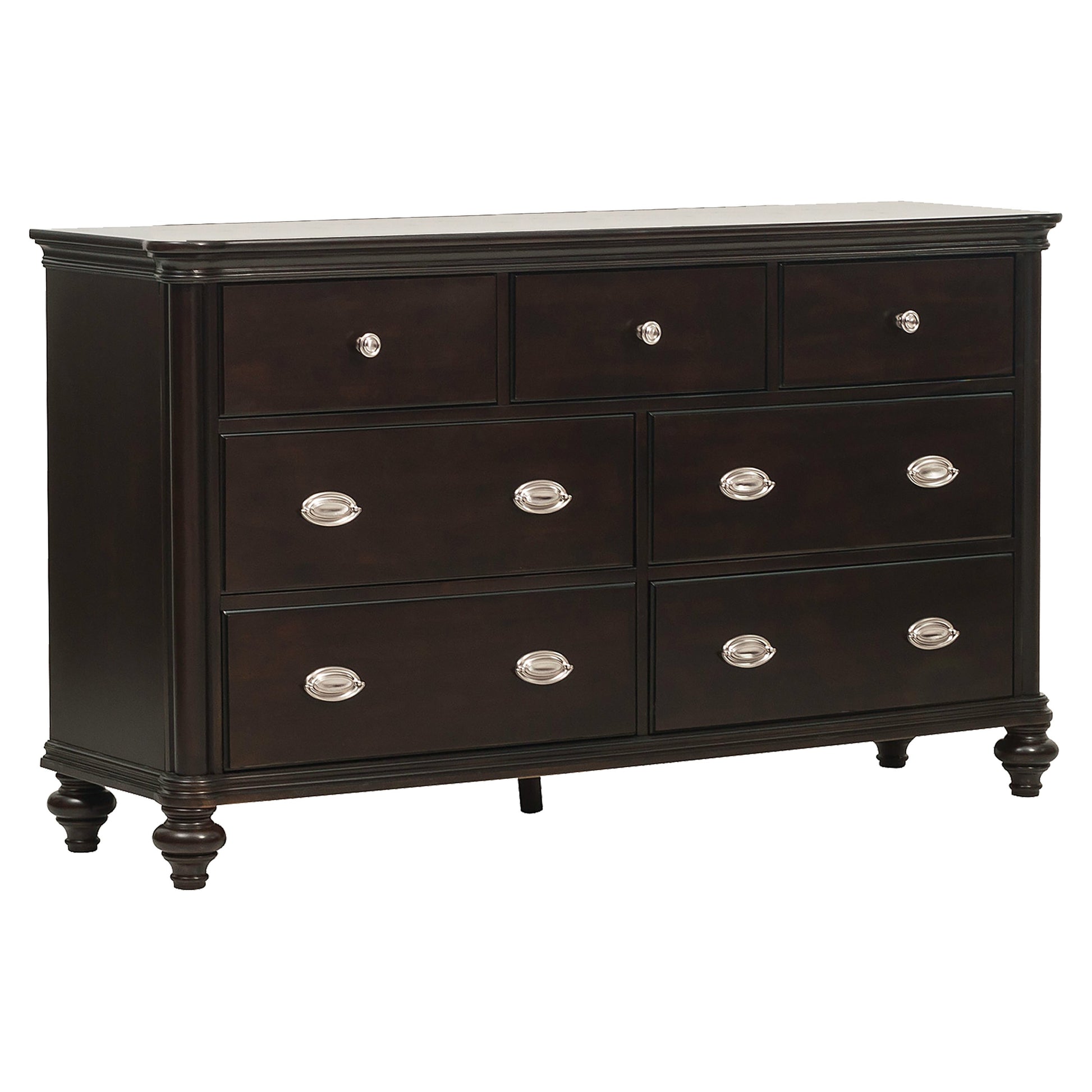 Dark Cherry Finish Classic Design Dresser Of 7X Drawers Wooden Bedroom Furniture 1Pc Cherry Wood