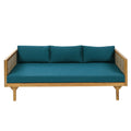 Claremont 3 Seater Daybed With Rattan Arms Teak Cushion Teak Wood Fabric Rattan