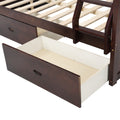 Twin Over Full Bunk Bed With Storage Drawers, Wooden Bunk Bed With Ladder And Safety Guard Rails Espresso Full Espresso Wood