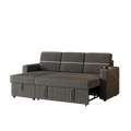 85 Inches Corduroy Sofa Bed, 3 Seater Sleeper Sofa With Storage Chaise, Square Handrail With Two Cup Holder And Usb Charge Port, Pull Out Couch For Living Room Dark Grey Corduroy 3 Seat