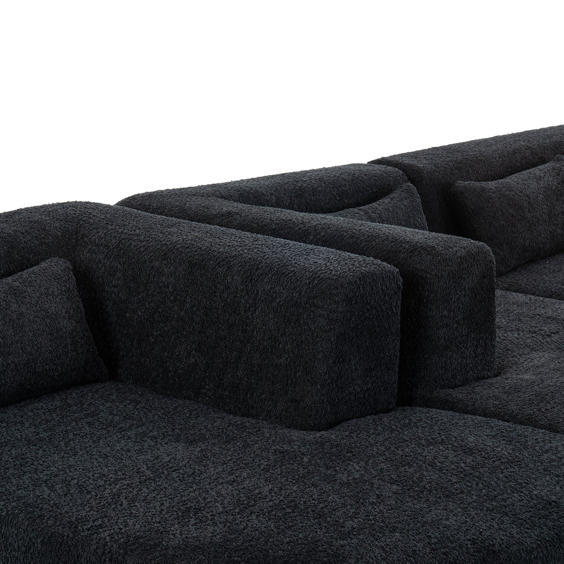 143.7" Upholstered Sofa Free Combined Sofa Couch With Two Chaise Lounge And Five Back Pillows For Living Room, Black Black Foam Polyester 5 Seat