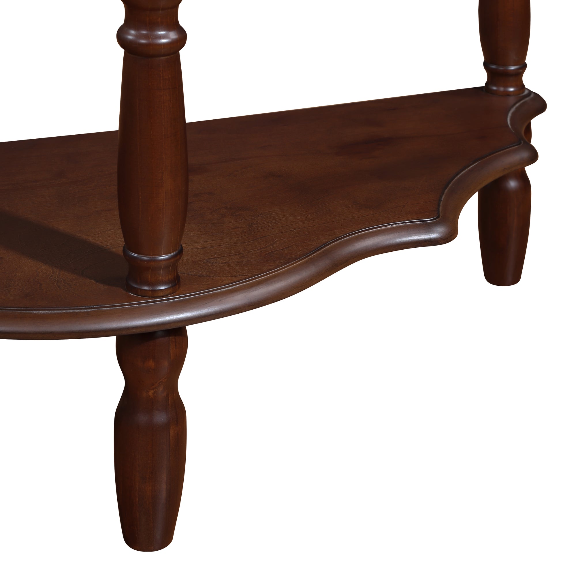 42'' Retro Circular Curved Half Moon Console Table With Cloud Design Top And Open Shelf Solid Wood Frame And Legs, Light Espresso Light Espresso Retro Pine
