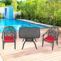 Cushions In Random Colors 3 Piece Set Of Cast Aluminum Patio Furniture With Cushions Yes Dining Set Black Seats 2 Rust Resistant Frame Water Resistant Cushion Garden & Outdoor Complete Patio Sets Aluminium