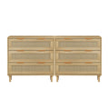 3 Drawers Rattan Storage Cabinet Rattan Drawer Set Of 2 ,For Bedroom,Living Room,Dining Room,Hallways,Oak Oak Primary Living Space Mdf