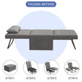 Sofa Bed,Chair Bed,Sleeper Couch,4 In 1 Multi Function Folding Ottoman Bed With Slide Storagepocket For Living Room,Bedroom,Hallway Dark Gray Espresso Bedroom Mid Century Modern Oak Upholstered Fabric