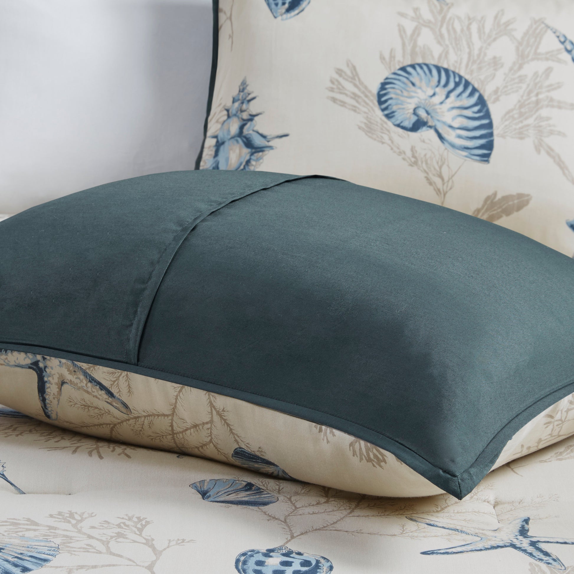 7 Piece Cotton Sateen Comforter Set Blue King King Blue Cotton