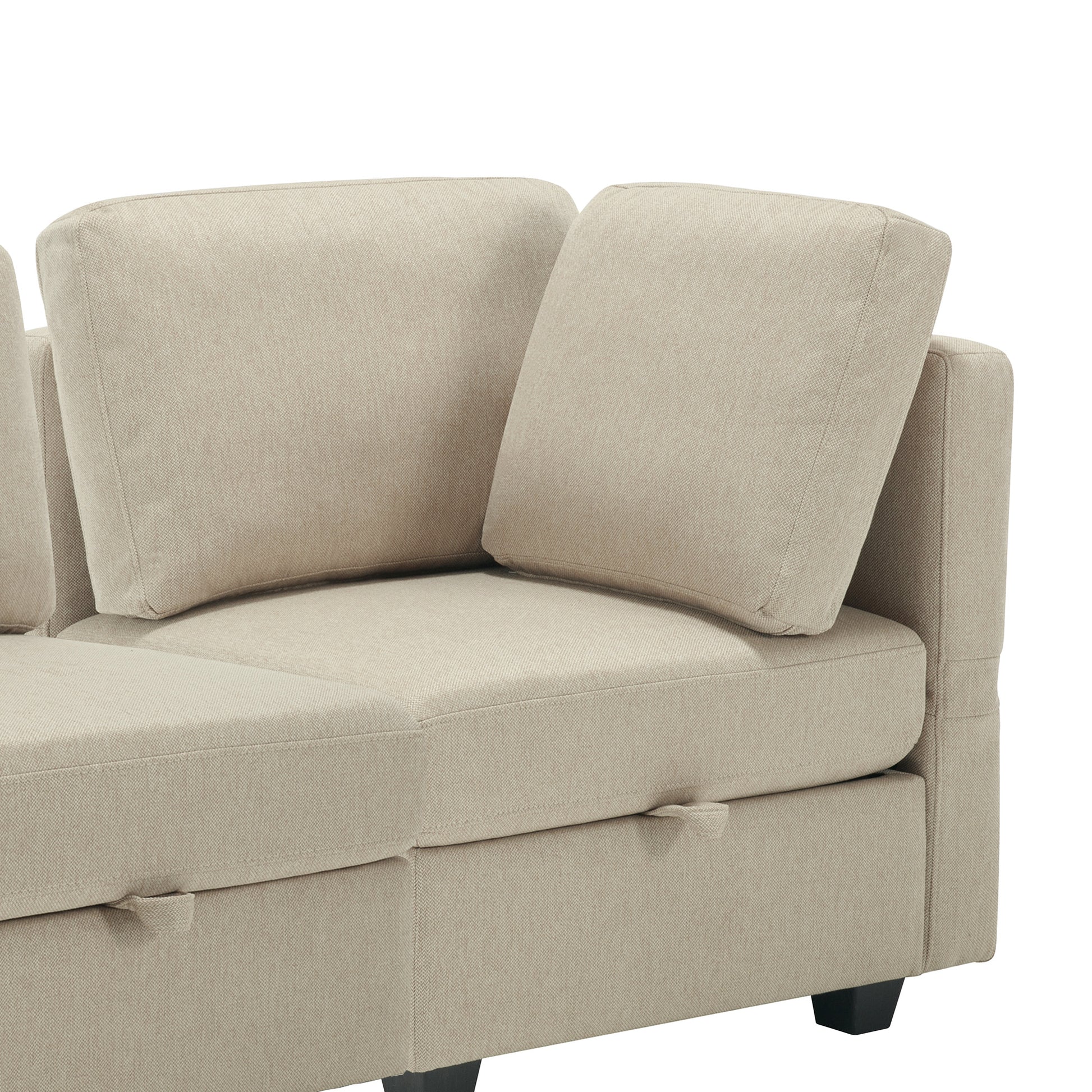 Reversible Sectional Sofa Modern Modular Sectional Couch With Chaise U Shaped Corner Sectional 5 Seater Modular Sofa With Storage Seats, Adjustable Arms And Backs Beige Beige Polyester 3 Seat