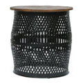 End Table Natural Black Wood Metal