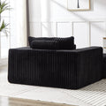 75 Inch Corduroy Sponge Sofa Lounge Chair With Removable Footrest,No Assembly Required,Fluffy Modern Sleeper Chair For Indoor Living Room Bedroom Black Foam Corduroy 1 Seat