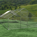 Large Metal Chicken Coop Walk In Poultry Cage Hen Run House Rabbits Habitat Cage Spire Shaped Coop With Waterproof And Anti Ultraviolet Cover 19.7' L X 9.8' W X 6.4' H Silver Metal