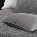 3 Piece Velvet Quilt Set Grey Full Queen Full Grey Cotton